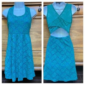 Love Notes - Teal and Royal Eyelet Lace Dress - Size Medium